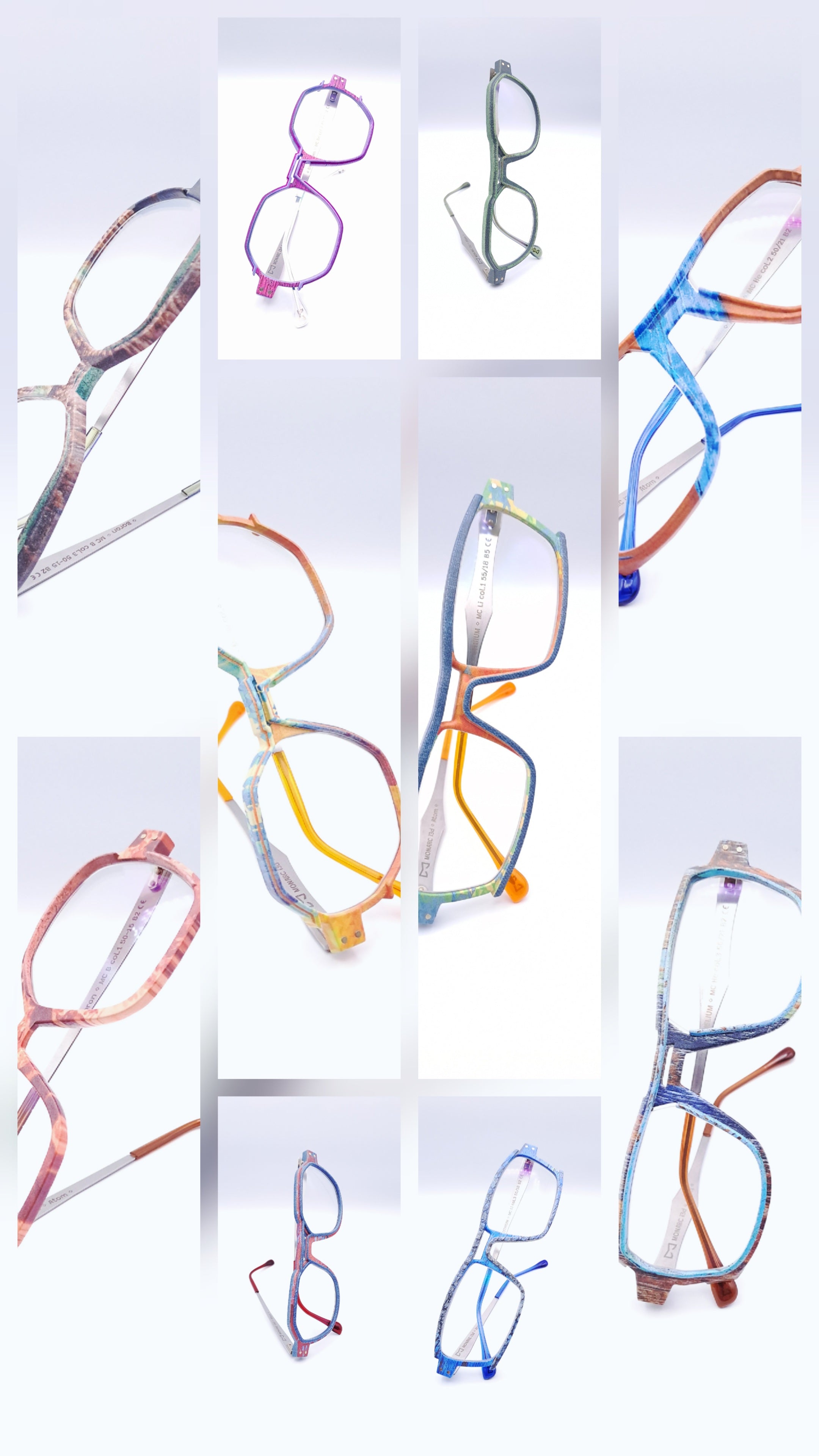 Collection "Atome" par Monarc Optic en Impression 3D couleur.