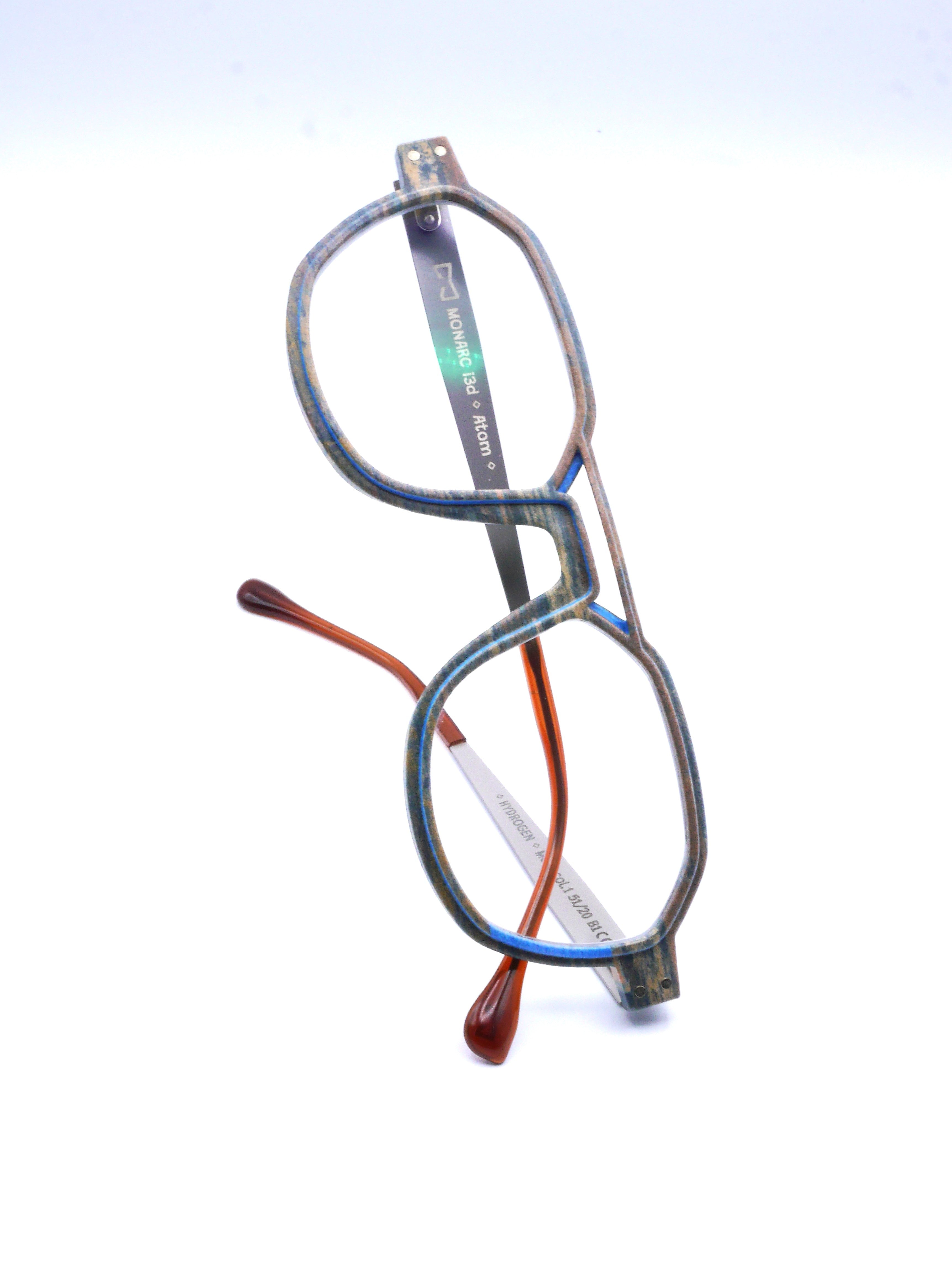 Monture Hydrogen Carrelet marron / bleu clair — Lunettes Impression 3D Couleur 12g