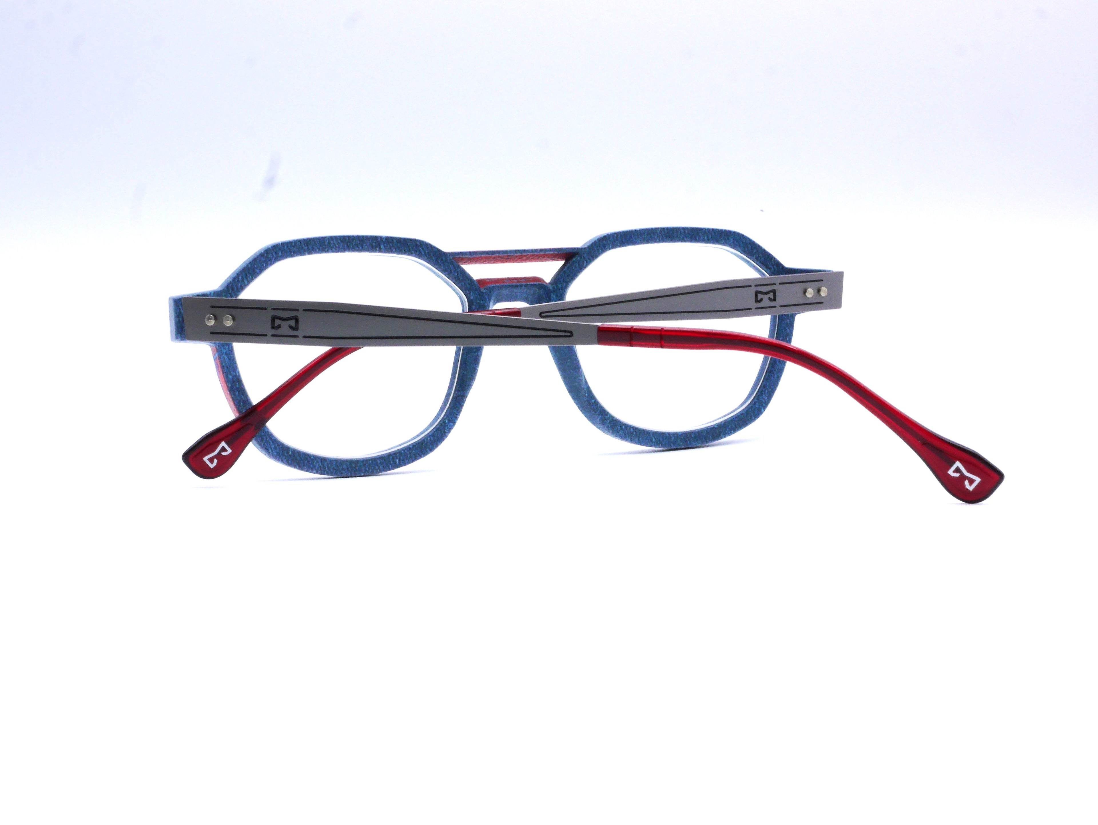 Monture Hydrogen Oléron rouge / bleu jean — Lunettes Impression 3D Couleur 12g