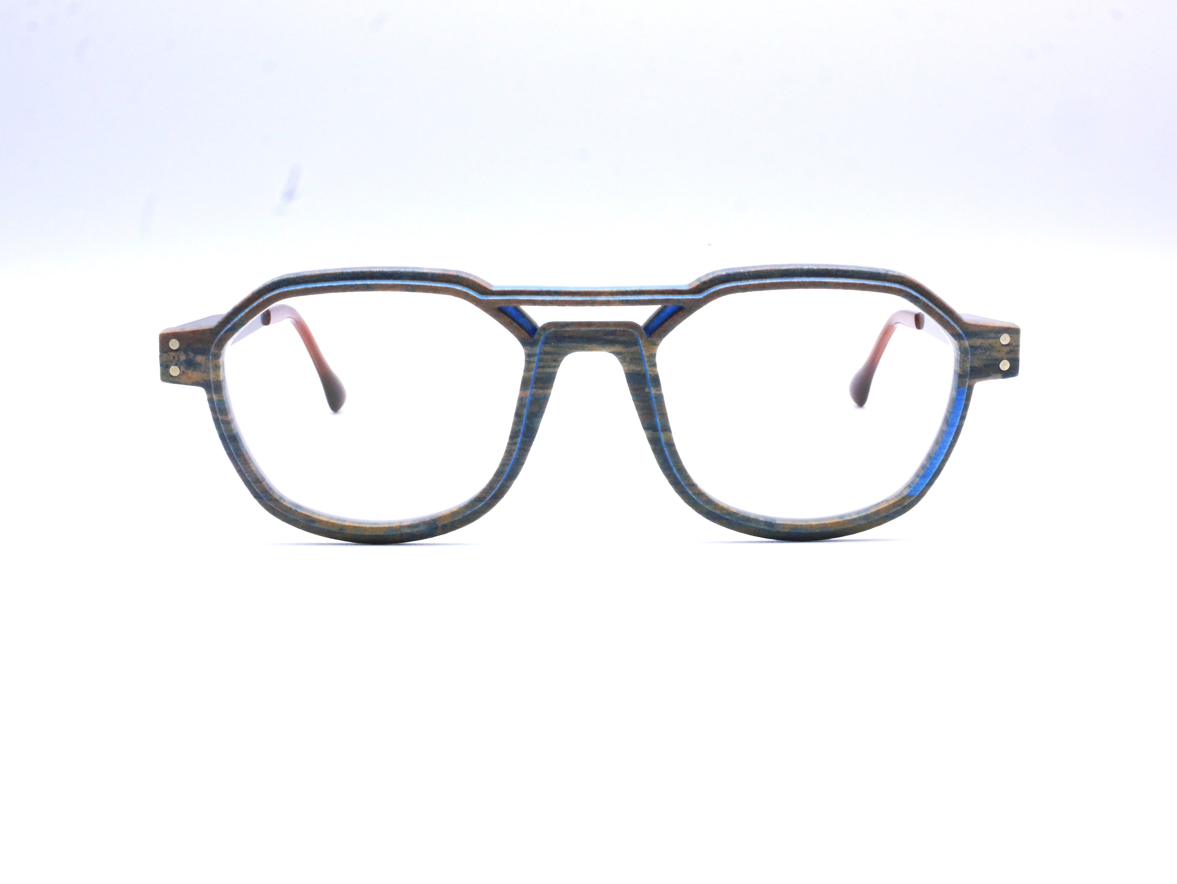 Monture Hydrogen Carrelet marron / bleu clair — Lunettes Impression 3D Couleur 12g