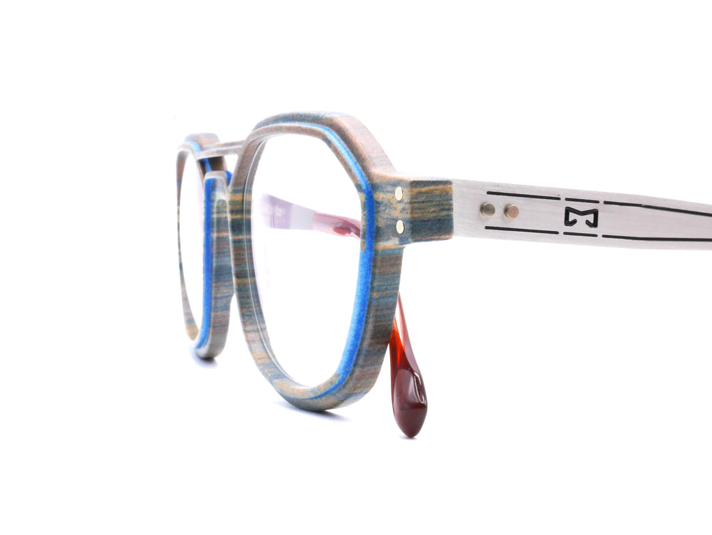 Monture Hydrogen Carrelet marron / bleu clair — Lunettes Impression 3D Couleur 12g