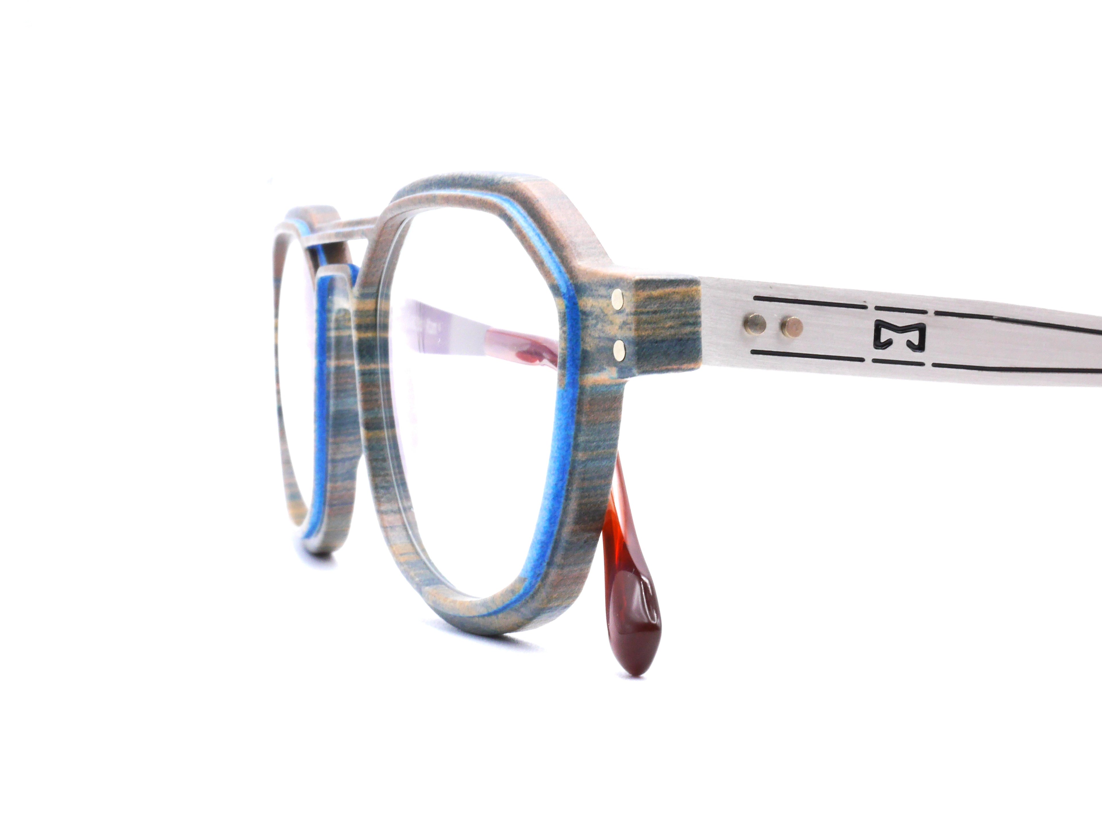 Monture Hydrogen Carrelet marron / bleu clair — Lunettes Impression 3D Couleur 12g