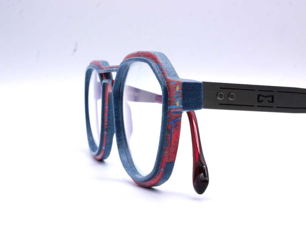 Monture Hydrogen Oléron rouge / bleu jean — Lunettes Impression 3D Couleur 12g