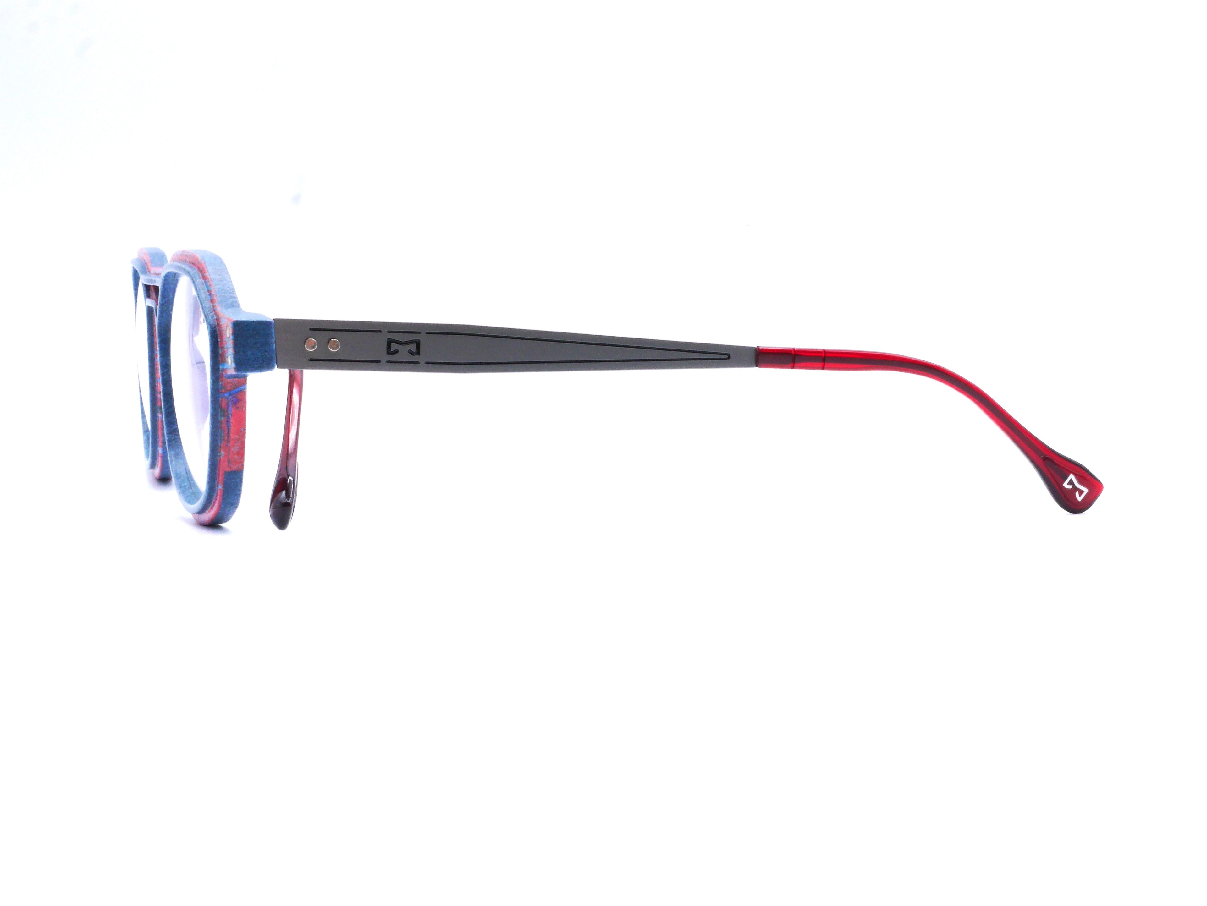 Monture Hydrogen Oléron rouge / bleu jean — Lunettes Impression 3D Couleur 12g