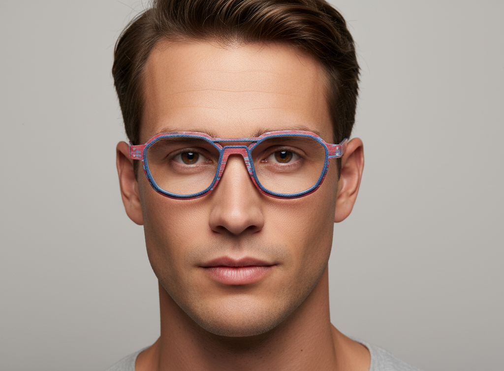 Monture Hydrogen Oléron rouge / bleu jean — Lunettes Impression 3D Couleur 12g