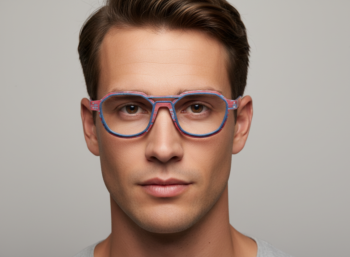 Monture Hydrogen Oléron rouge / bleu jean — Lunettes Impression 3D Couleur 12g