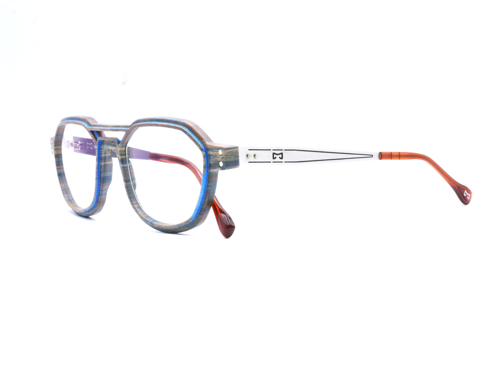 Monture Hydrogen Carrelet marron / bleu clair — Lunettes Impression 3D Couleur 12g