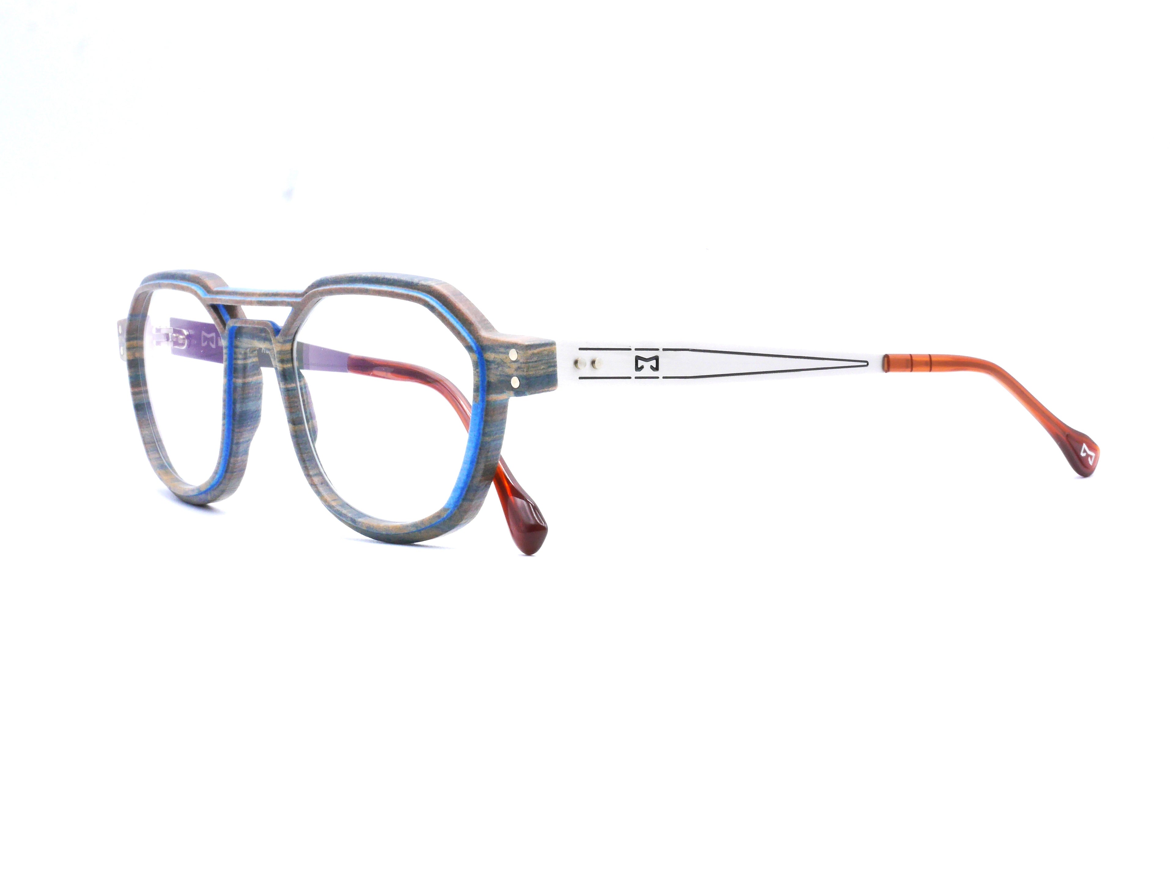Monture Hydrogen Carrelet marron / bleu clair — Lunettes Impression 3D Couleur 12g
