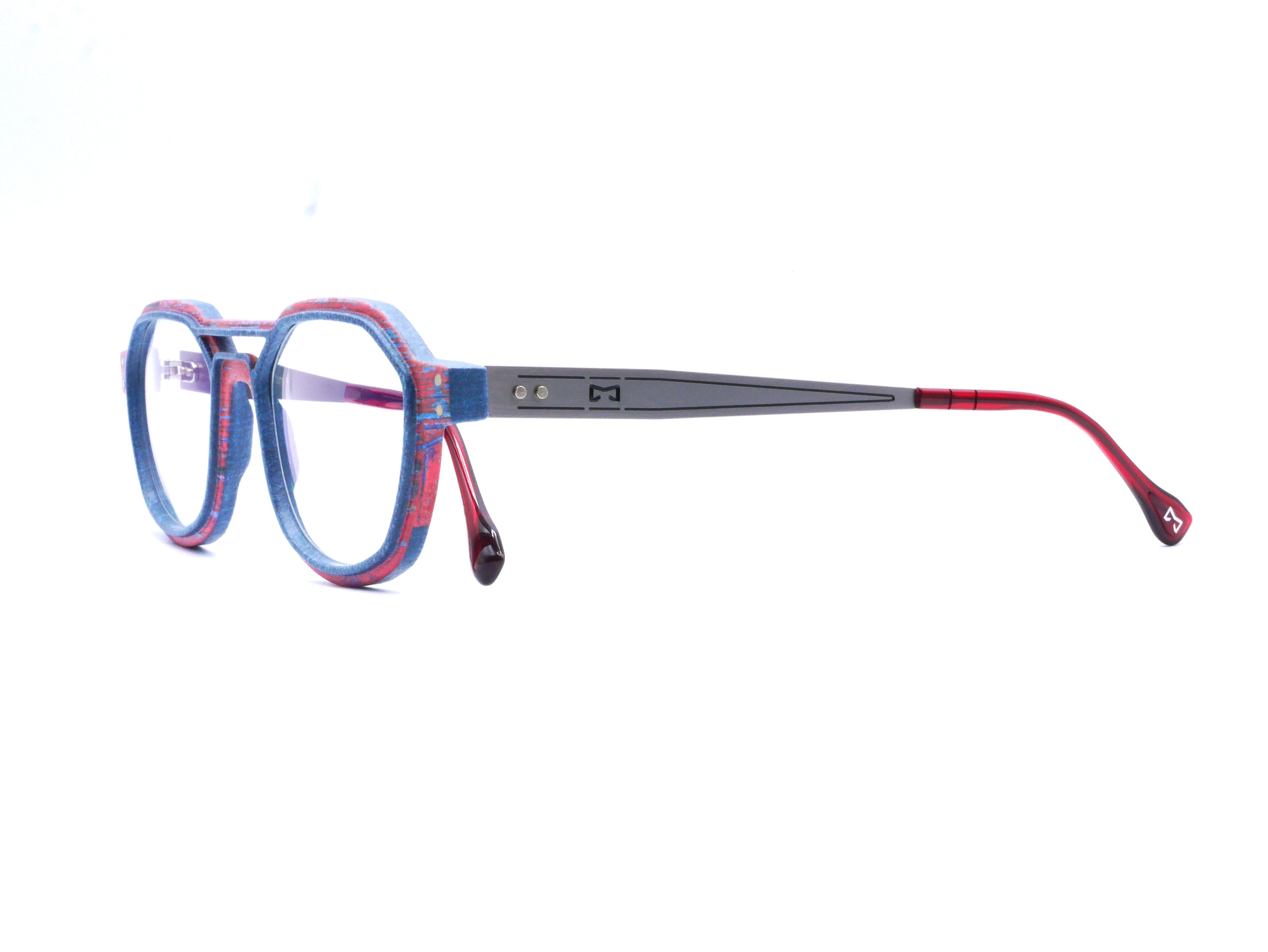 Monture Hydrogen Oléron rouge / bleu jean — Lunettes Impression 3D Couleur 12g